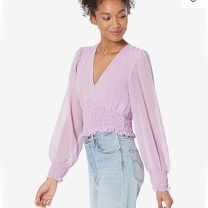 NWOT 1.State long sleeve smocked waist top size small